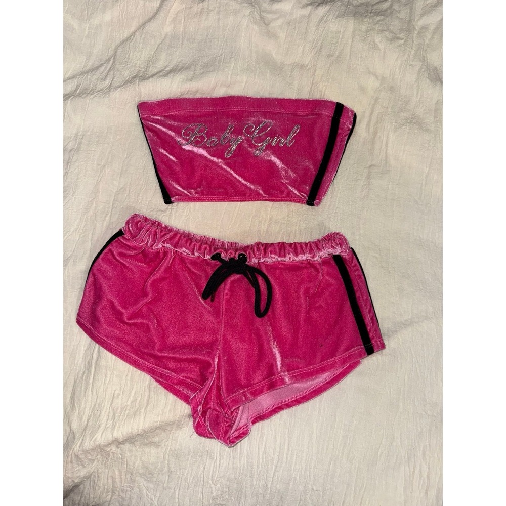 Poster Girl 2‎ piece hot pink bling booty shorts & bandeau Baby Girl XXS